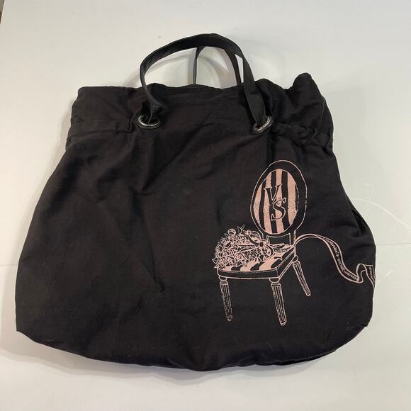 Victoria's Secret Dressing Room Chair Black Canvas Shoulder Bag - Picture 1 of 6